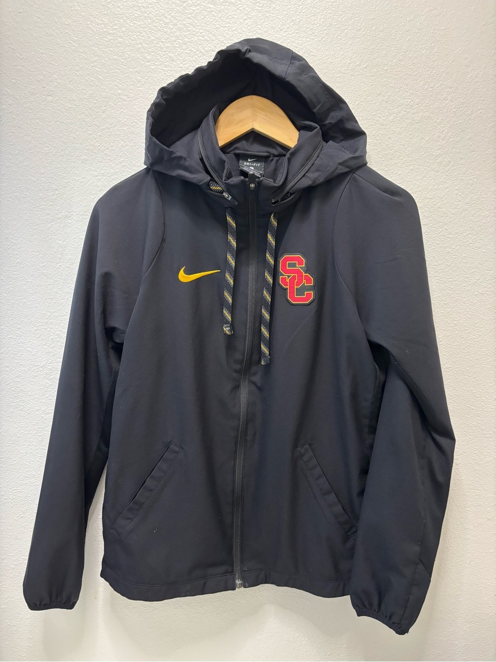 Nike Black Hooded Zip Jacket with Cardinal & Gold USC Logo
